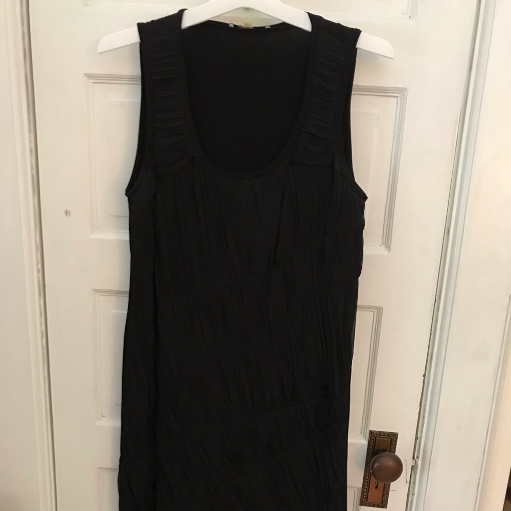 DKNYC silk w/viscose shirred front dress